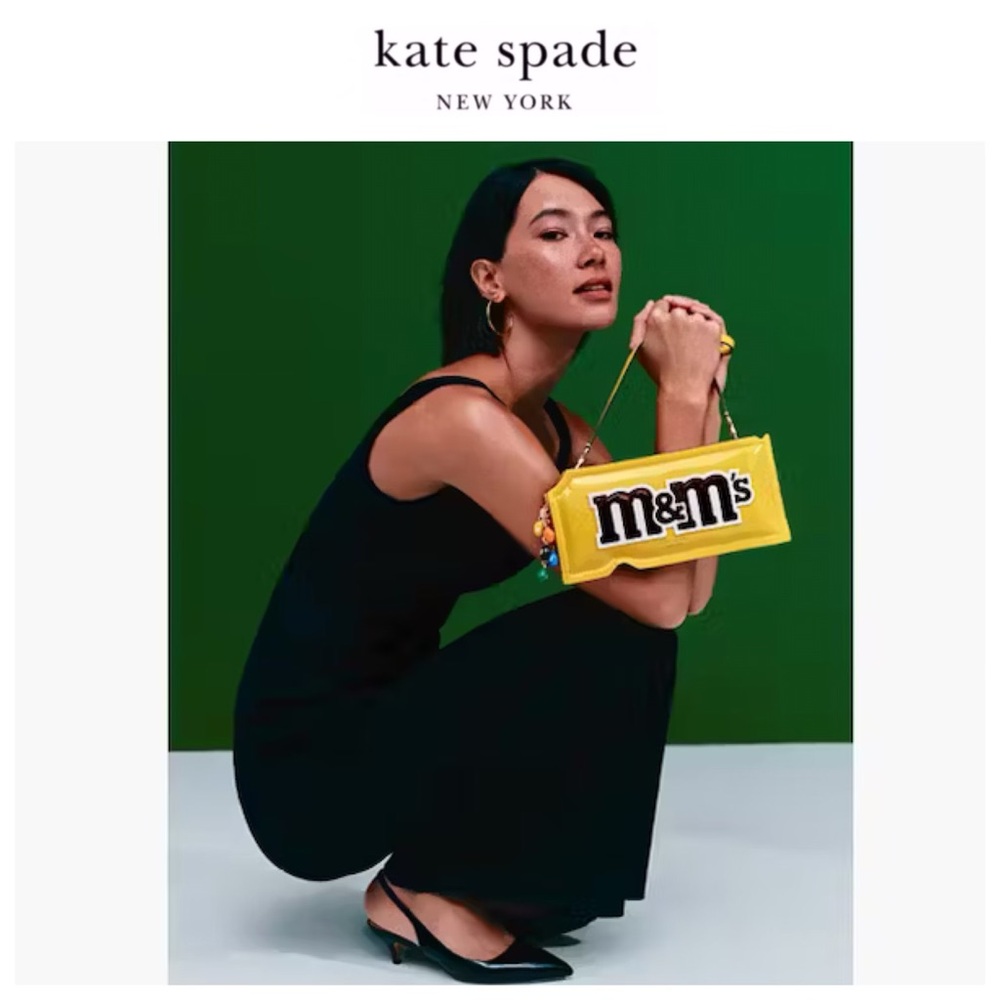 NWT M&M x Kate Spade♠️Yellow Faux Patent Leather W/Leather Trim 3D Crossbody Bag